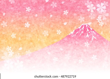 Fuji cherry tree New Year's card background