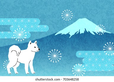 Fuji and dog background image, Happy New Year