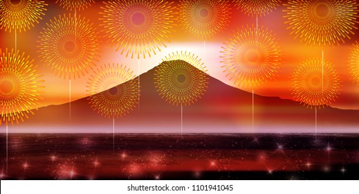 Fuji fireworks summer background
