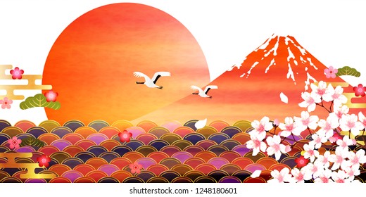 Fuji Japanese paper New Year's card background