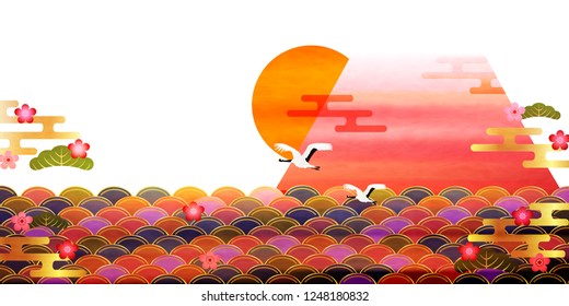 Fuji Japanese paper New Year's card background