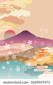 Fuji japonês padrão Nengajo fundo