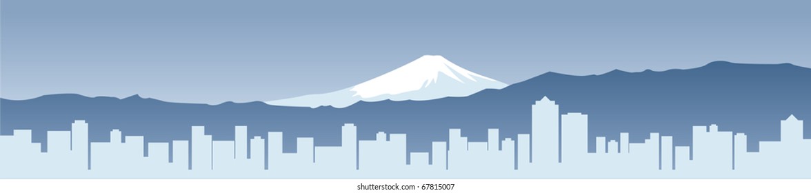 Fuji and modern Japan City landscape