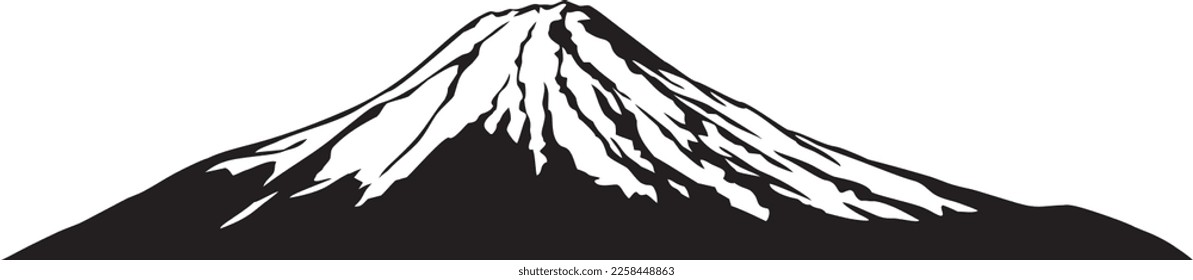 Fuji Mountain Black and white. Vector Illustration.