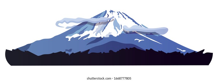 Fuji mountain cartoon vector illustration isolated on white background. Famous Japanese touristic place concept. Travel Japan landscape