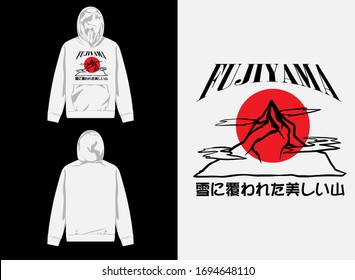 fuji mountain hoodie design with japanese illustration translate : fuji top