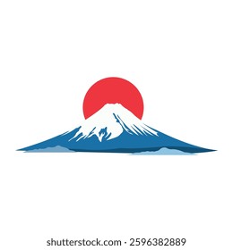 Fuji mountain icon. Fuji mountain isolated. Fuji mountain vector. Illustration famous volcano in Japan. Fujisan, symbol, sign, graphic, white background, banner, travel, landmark, logo, flat,Fujiyama 