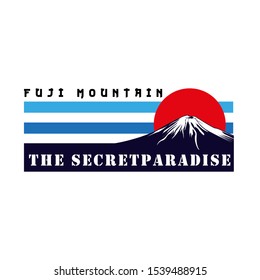 fuji mountain illustration for t shirt design isolated on white background