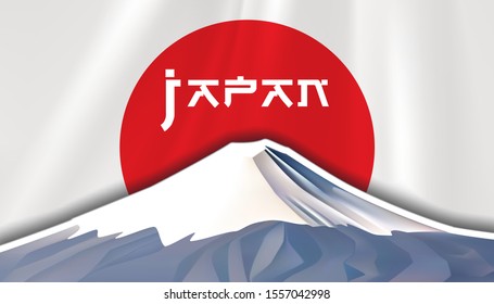Fuji Mountain on flag japan Travel Landmark. Vector illustration
