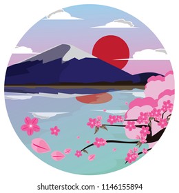  Fuji Mountain and Sakura.vector