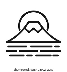 Fuji mountain. Simple line icon. Isolate on white background.