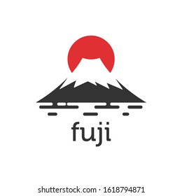 fuji mountain and Sunset logo illustration