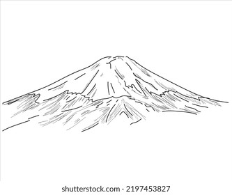 Fuji Mountain vector illustration. Hand drawing sketch. Fuji mt Japan