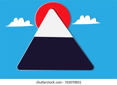 Fuji mountain view vector design,with clouds blue sky background