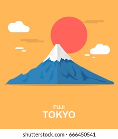 Fuji mouthain gorgeous place in Tokyo illustration design