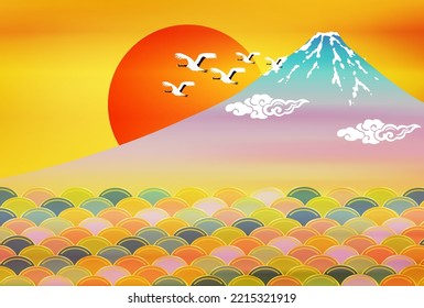 Fuji New Year's card Japanese pattern background