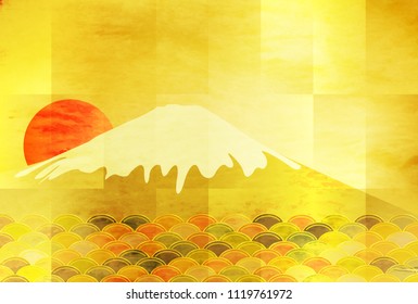 Fuji New Year's cards Japanese paper background