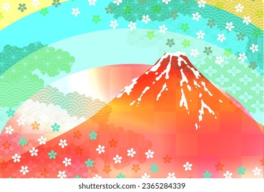 Fuji Sakura Japanese Pattern Nengajo Background