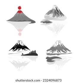 Fuji the snowy peak of Japan, traditional ink painting
in the oriental style of sumie, ushun, gohua,
SSTKabstract.
Vector illustration.