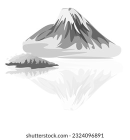 Fuji the snowy peak of Japan, traditional ink painting
in the oriental style of sumie, ushun, gohua,
SSTKabstract.
Vector illustration.