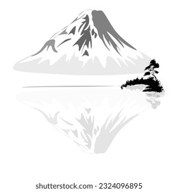 Fuji the snowy peak of Japan, traditional ink painting
in the oriental style of sumie, ushun, gohua,
SSTKabstract.
Vector illustration.