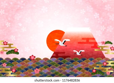 Fuji sunrise greeting card background