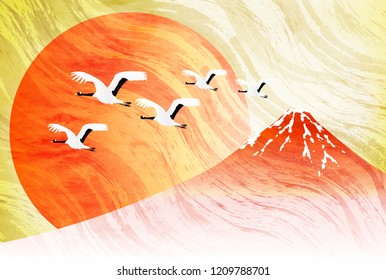 Fuji sunrise greeting card background