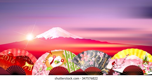 Fuji Sunrise New Year background