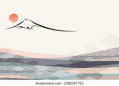 Fuji Sunrise New Year's Card Colorful Background
