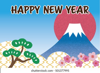 Fuji and sunrise of the New Year's card