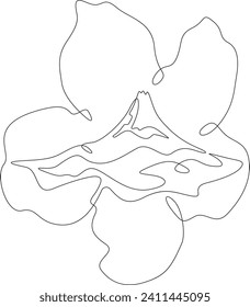 Fuji volcano. Sakura flower. Blooming flower. Double exposure. Picture in picture.Continuous one line drawing. Lineart vector illustration.