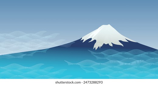 Fondo del paisaje del patrón japonés de la onda de Fuji