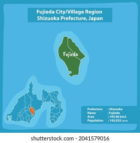 Fujieda City Village Region Shizuoka Prefecture Map, Japan