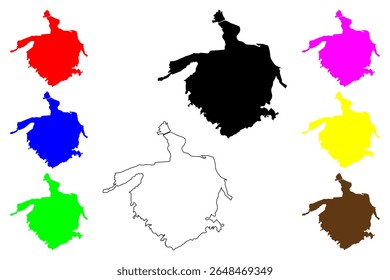 Ilustração de vetor de mapa da cidade de Fujimi (Japão, Nihon-koku ou Nippon-koku, região de Kanto), esboço de rabisco Mapa de Fujimi-shi