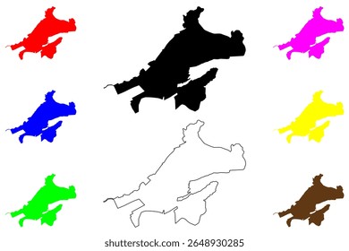 Ilustração de vetor de mapa da cidade de Fujimino (Japão, Nihon-koku ou Nippon-koku, região de Kanto), esboço de rabisco Mapa de Fujimino-shi