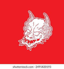 Fujin, wind god of Japan, Vector Illustration,Japanese Tattoo