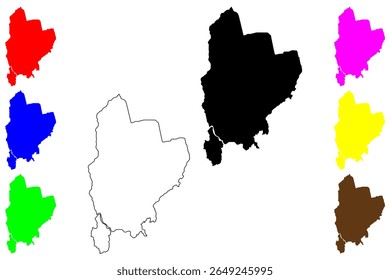 Ilustração do vetor do mapa da cidade de Fujinomiya (Japão, Nihon-koku ou Nippon-koku, região de Chubu), esboço de rabisco Mapa de Fujinomiya-shi