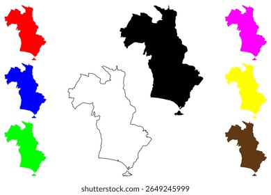 Ilustração de vetor de mapa da cidade de Fujisawa (Japão, Nihon-koku ou Nippon-koku, região de Kanto), esboço de rabisco Mapa de Fujisawa-shi