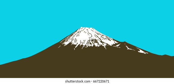 Fujiyama is the symbol of Japan. Mountain landscape against the sky