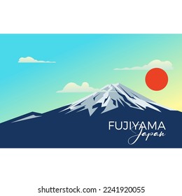 Fujiyama vector illustration. Japanese landscape with Fuji mountain