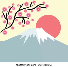 fujiyama volcano and sakura branch