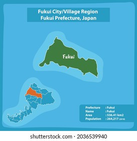 Fukui City Village Region Fukui Prefecture Map, Japan