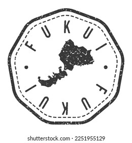 Fukui, Japan Map Stamp Retro Postmark. Silhouette Postal Passport. Seal Round Vector Icon. Badge Vintage Postage Design.