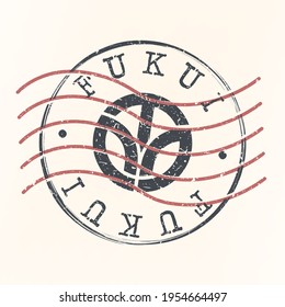 Fukui, Japan Stamp Postal. Silhouette Seal. Flag Passport Round Design. Vector Icon. Design Retro Travel. National Symbol.