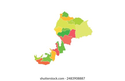 Fukui map isolated modern colorful style. for website layouts, background, education, precise, customizable, Travel worldwide, map silhouette backdrop, earth geography, political, reports. 
