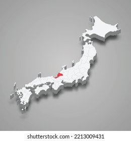 Fukui prefecture location within Japan 3d isometric map