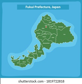 Fukui Prefecture Region Japan Map Stock Vector (Royalty Free ...