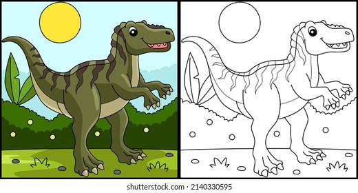 Fukuiraptor Dinosaur Coloring Page Illustration