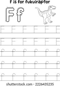 Fukuiraptor Dinosaur Tracing Letter ABC Coloring F