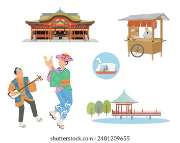 In: Fukuoka Japan Illustration. Touristische Attraktionen. 